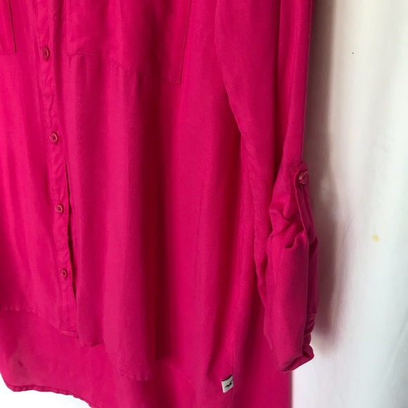 Hollister Button Down Shirt Women Fucsia Sz L - Picture 4 of 8